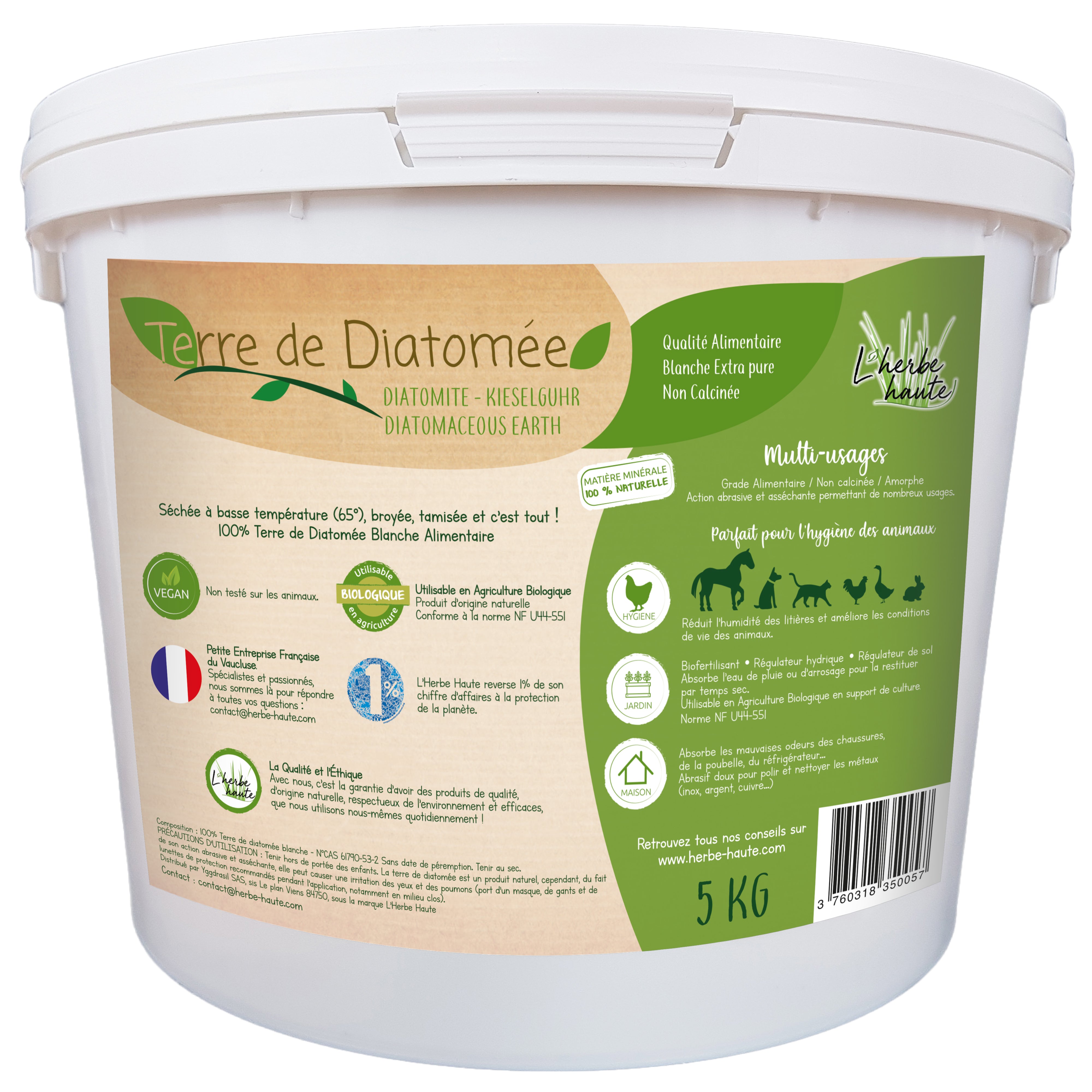 Terre de Diatomée de Grade Alimentaire Blanche - Sac 10 kg - Utilisabl –  L'Herbe Haute